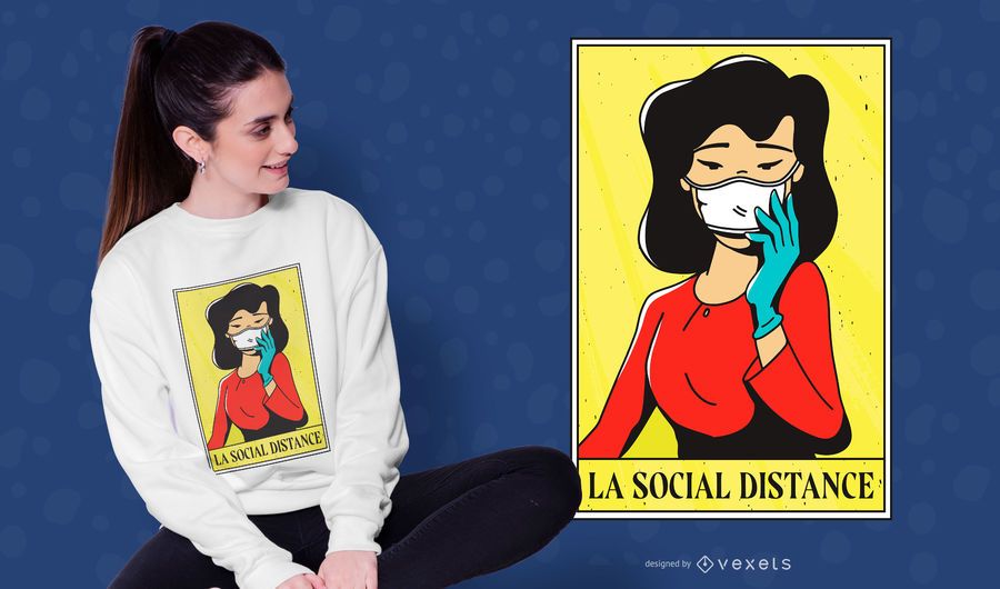 Social Distance Girl T-shirt Design Social Distance Girl T-shirt Design