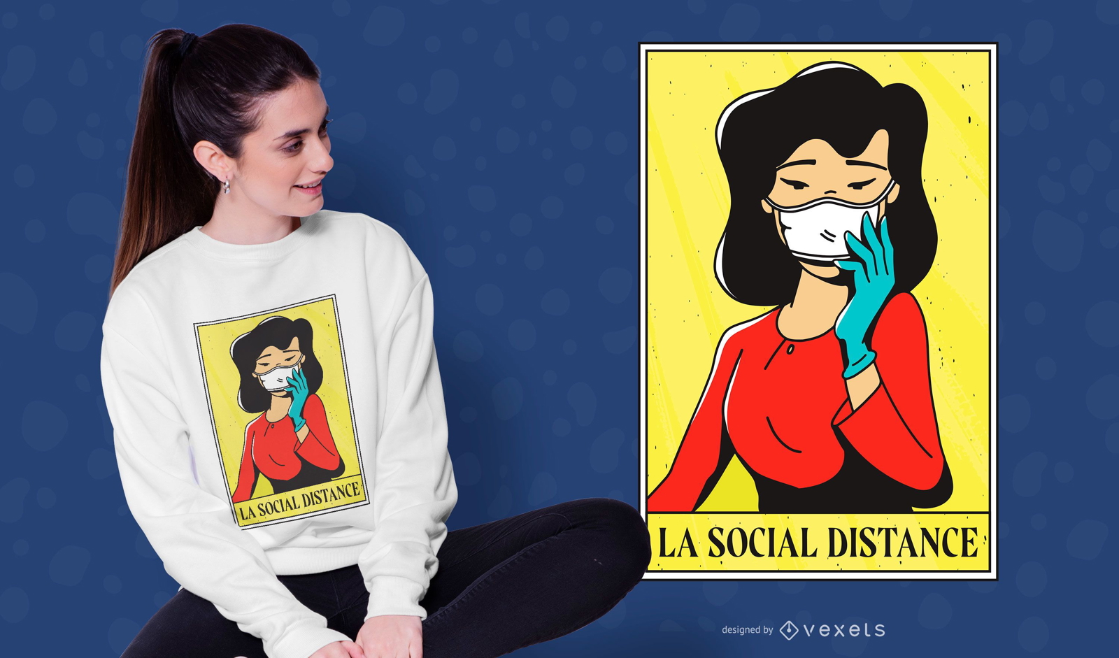 Social Distance Girl T-Shirt Design