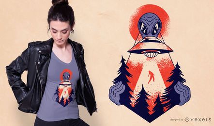 Forest Alien Abduction T-Shirt Design