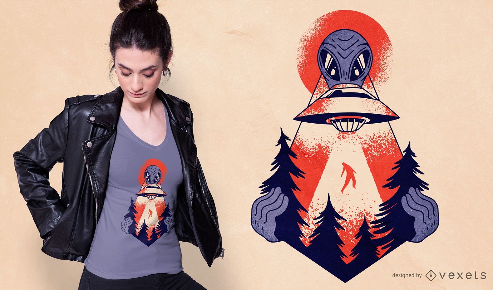 Forest Alien Abduction T-shirt Design