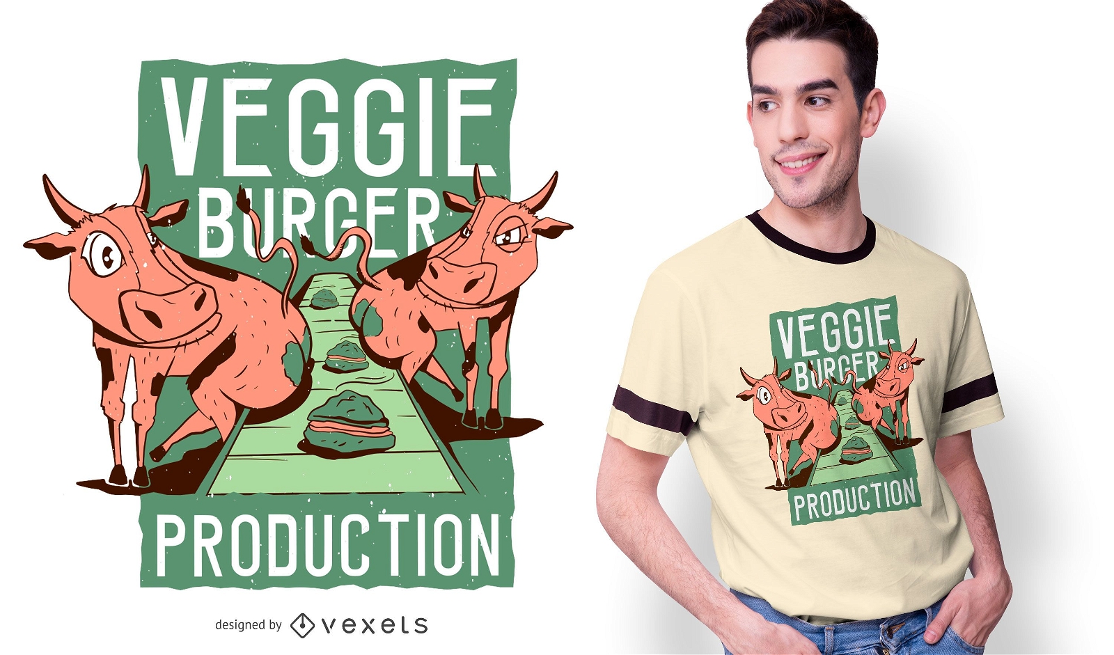 Diseño de camiseta divertida de Veggie Burger