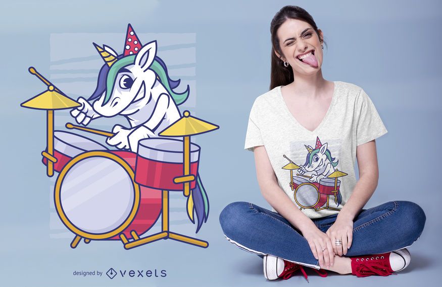 Birthday Unicorn Drummer T-shirt Design Birthday Unicorn Drummer T-shirt Design