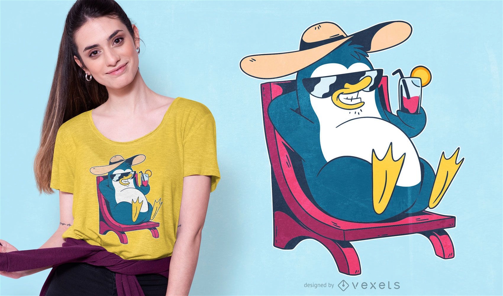 Cooles Pinguin-Cartoon-T-Shirt Design