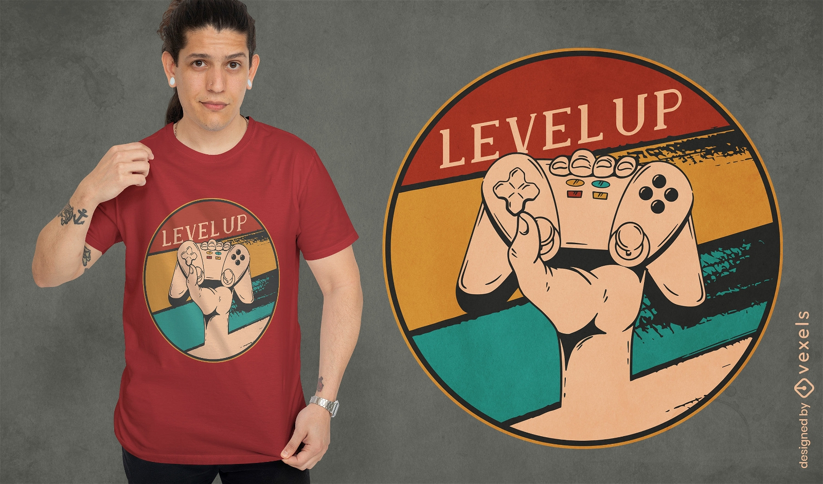 Design de camiseta de jogos vintage Level Up