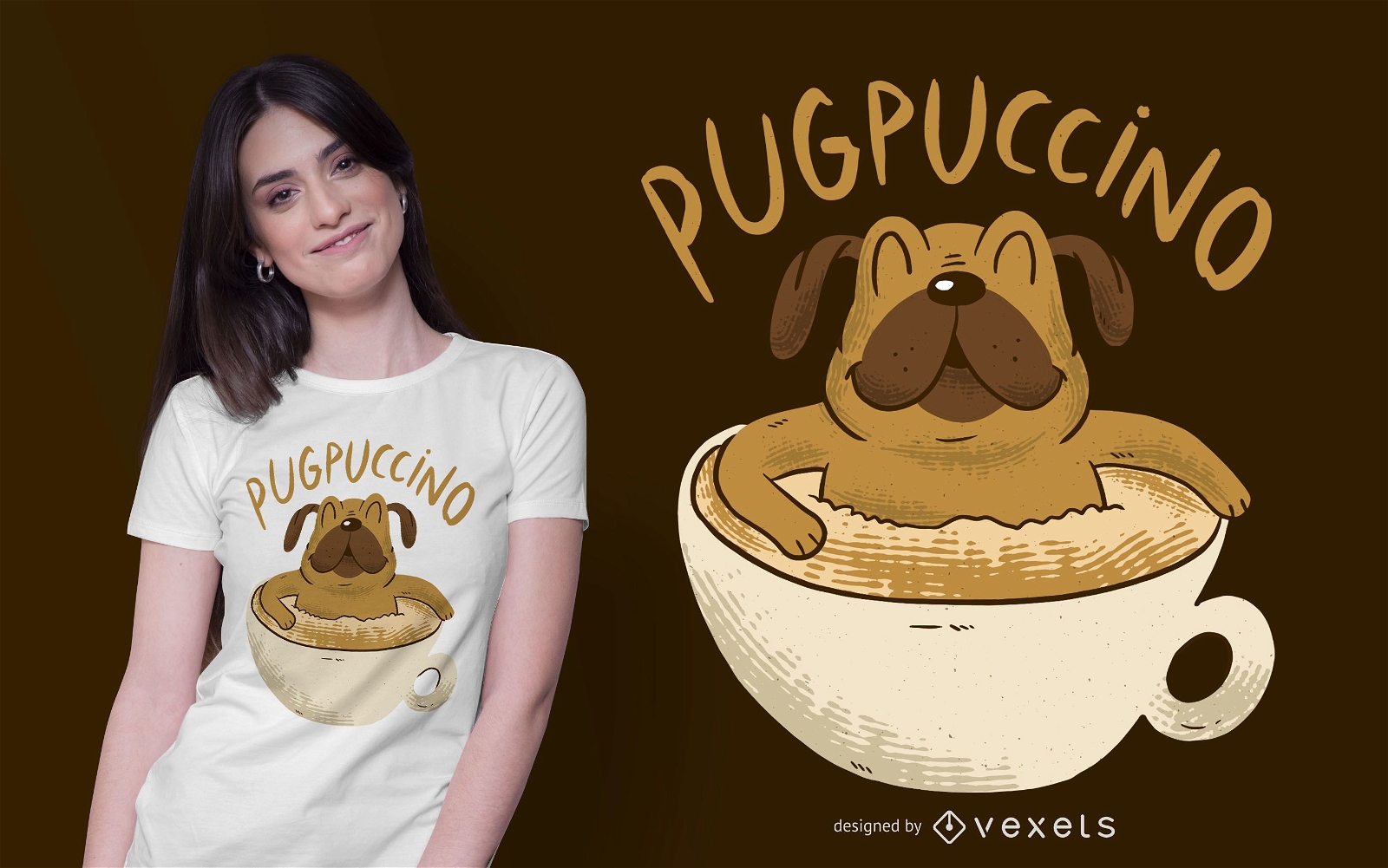 Cappuccino Pug T-shirt Design