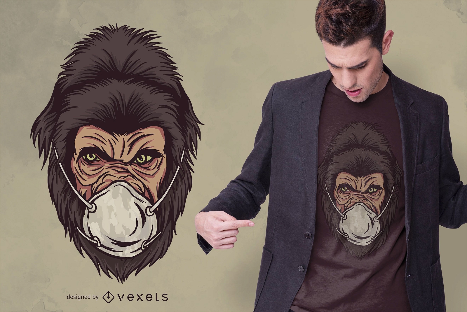 Gorilla Face Mask T-shirt Design