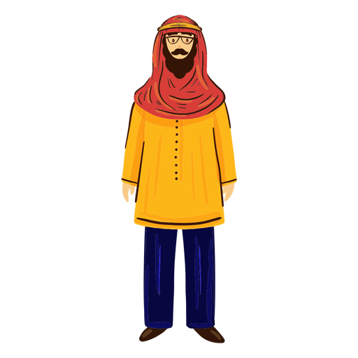 Arab man with glasses character PNG Design