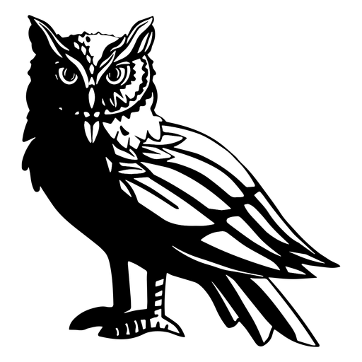 Black and white side owl PNG Design