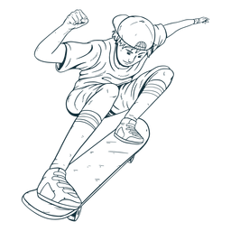 Dibujado a mano niño patinador personaje Diseño PNG