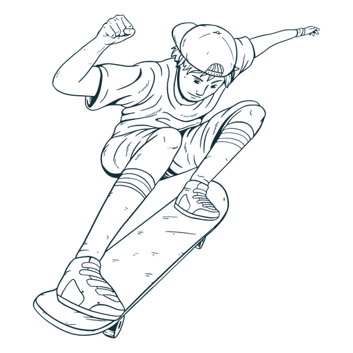 Boy Skater Charakter Hand gezeichnet PNG-Design