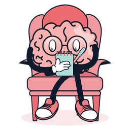 Lindo cerebro tomando notas de dibujos animados Diseño PNG