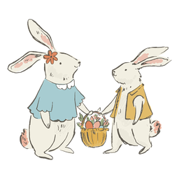 Ilustración linda de los conejitos de pascua Diseño PNG