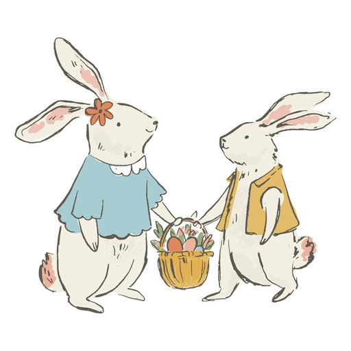 Cute easter bunnies illustration PNG Design