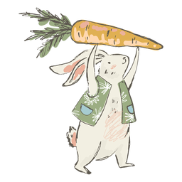 Ilustración linda de la zanahoria del conejito de pascua Diseño PNG