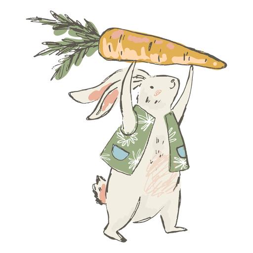 Cute Easter Bunny Carrot Illustration Transparent Png Svg Vector File