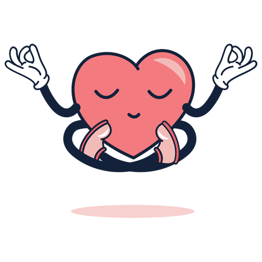 Cute heart yoga cartoon PNG Design