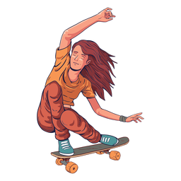 Personagem de skatista feminina Desenho PNG