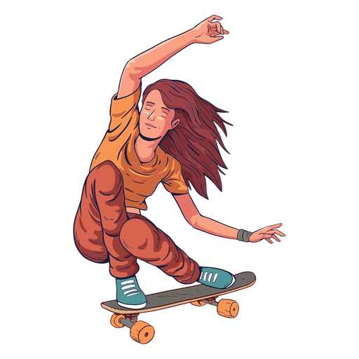 Female skater character PNG Design