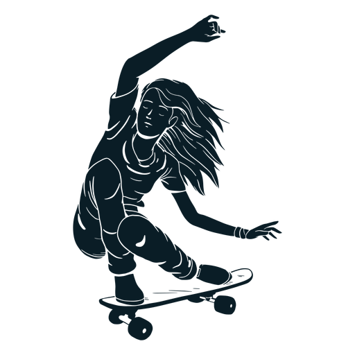 Weibliche Skaterfigur schwarz PNG-Design