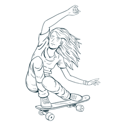 Patinadora feminina desenhada à mão Desenho PNG