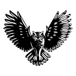 Coruja voadora em preto e branco Desenho PNG