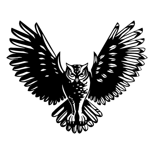 Flying owl black and white - Transparent PNG & SVG vector file