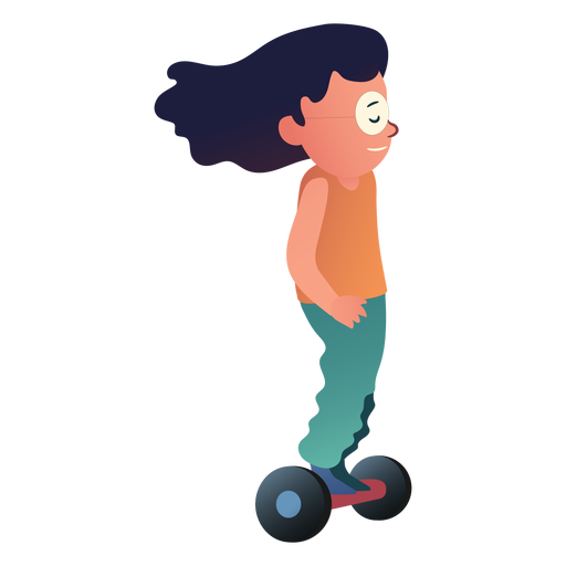 Girl hoverboard character PNG Design