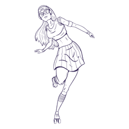 Garota de patins desenhadas à mão Desenho PNG