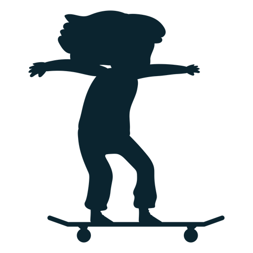 Silueta de niña patinadora Diseño PNG