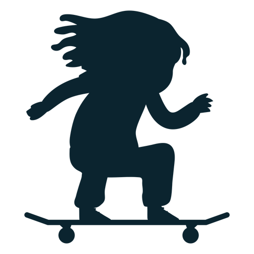 Silhueta de menina patinando Desenho PNG