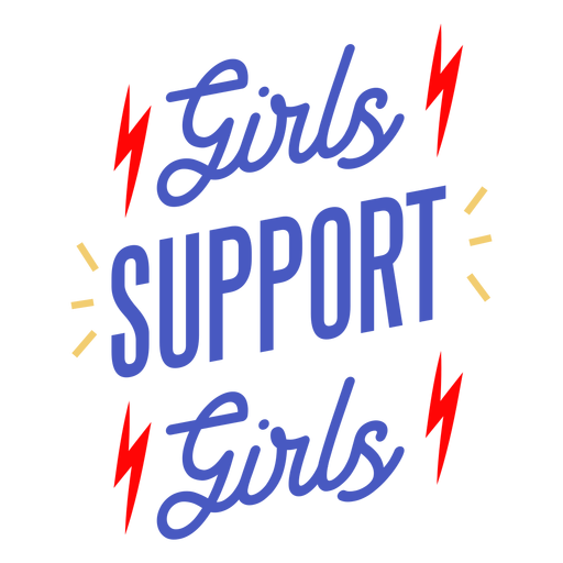 Las niñas apoyan a las niñas letras del día de la mujer Diseño PNG