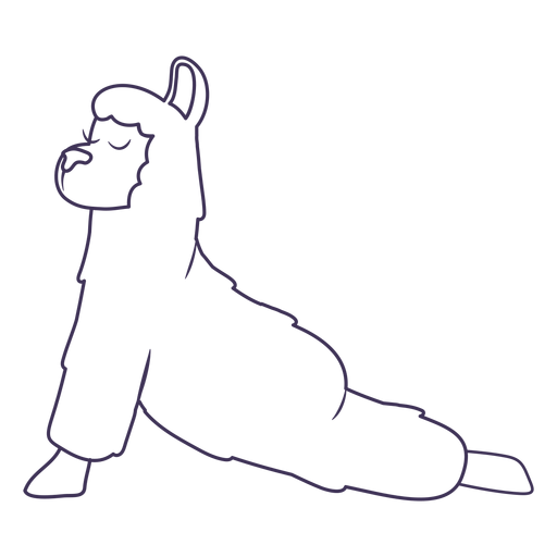 Llama upward facing dog yoga stroke