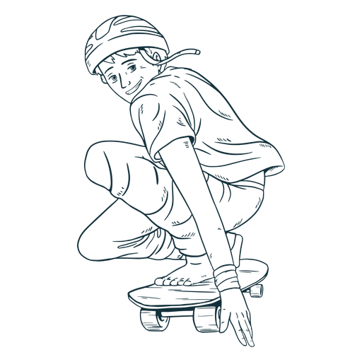 Dibujado a mano personaje patinador masculino