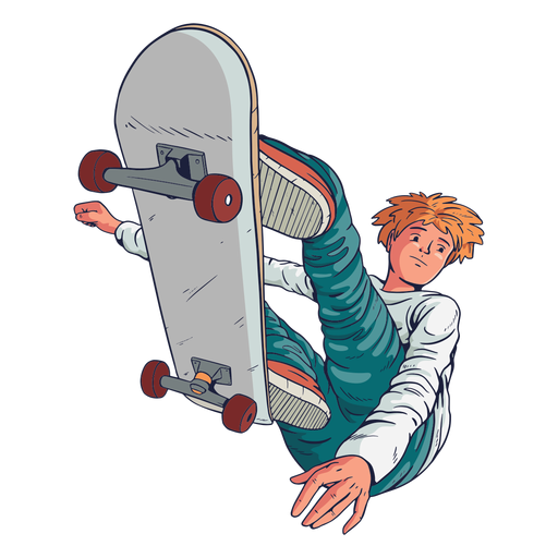 Male skater tricks character PNG Design