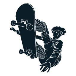 Patinador masculino truques personagem preto Desenho PNG