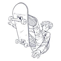 Patinador masculino truques personagem desenhado à mão Desenho PNG