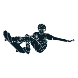 Man skating character black PNG Design