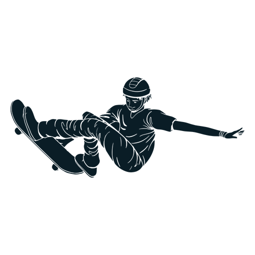 Hombre patinaje personaje negro Diseño PNG