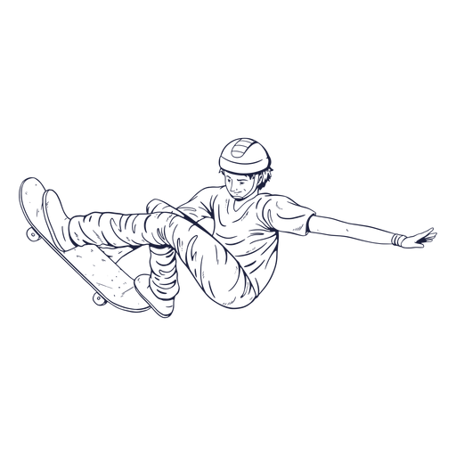 Man skating Charakter Hand gezeichnet PNG-Design