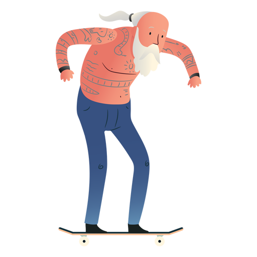 Alter Mann Skating Charakter PNG-Design