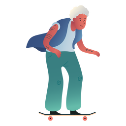 Personaje de patinaje de anciana Diseño PNG