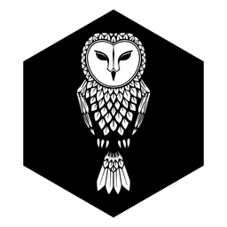 Owl black and white badge PNG Design