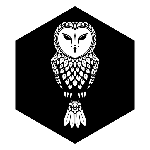 Owl black and white badge