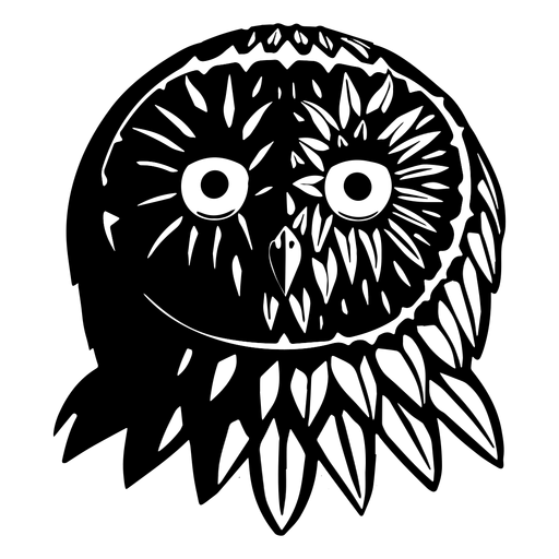 Rosto de coruja preto e branco Desenho PNG