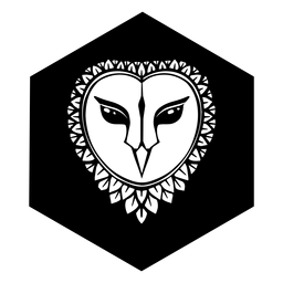 Owl face black and white badge PNG Design