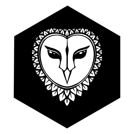 Owl face black and white badge
