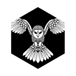 Distintivo de coruja voando em preto e branco Desenho PNG