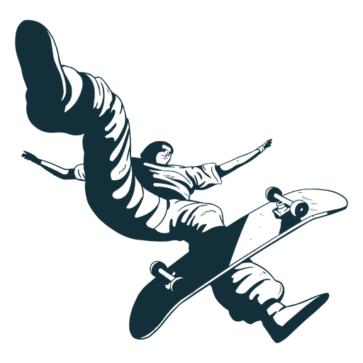 Personagem de skatista profissional em preto e branco Desenho PNG