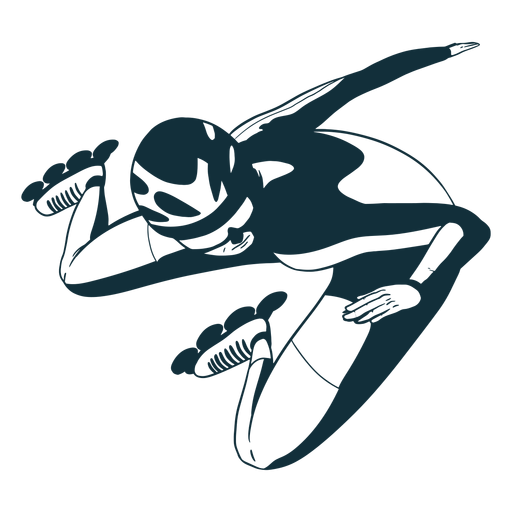 Rollerskater personaje blanco y negro Diseño PNG