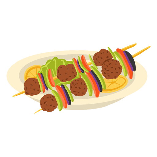 Ilustraci?n de comida ?rabe shish kebab Diseño PNG